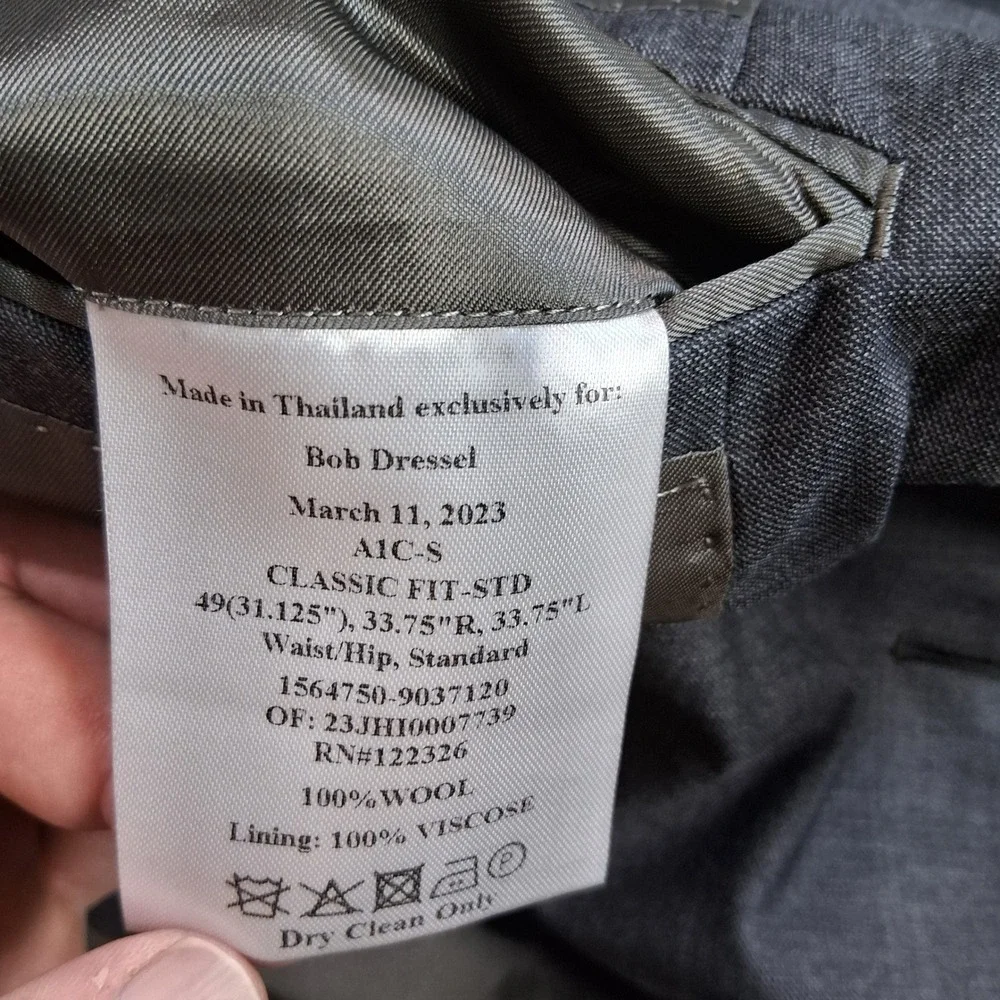 J.Hilburn Blazer 46S Gray Heathered Vitale Barberis Wool Sport Coat Double Vent